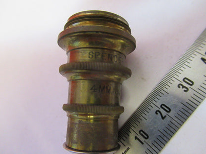 ANTIQUE BRASS SPENCER 4mm OBJECTIVE MICROSCOPE PART AS PICTURED &H9-B-40