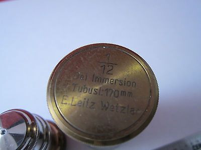 ANTIQUE PART LEICA LEITZ OPTICAL MICROSCOPE PART OBJECTIVE 1/12 OPTICS sku#1Cii