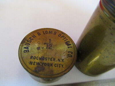 ANTIQUE BAUSCH LOMB BRASS EMPTY OBJECTIVE CAN MICROSCOPE PART AS PIC &mB7-A-31