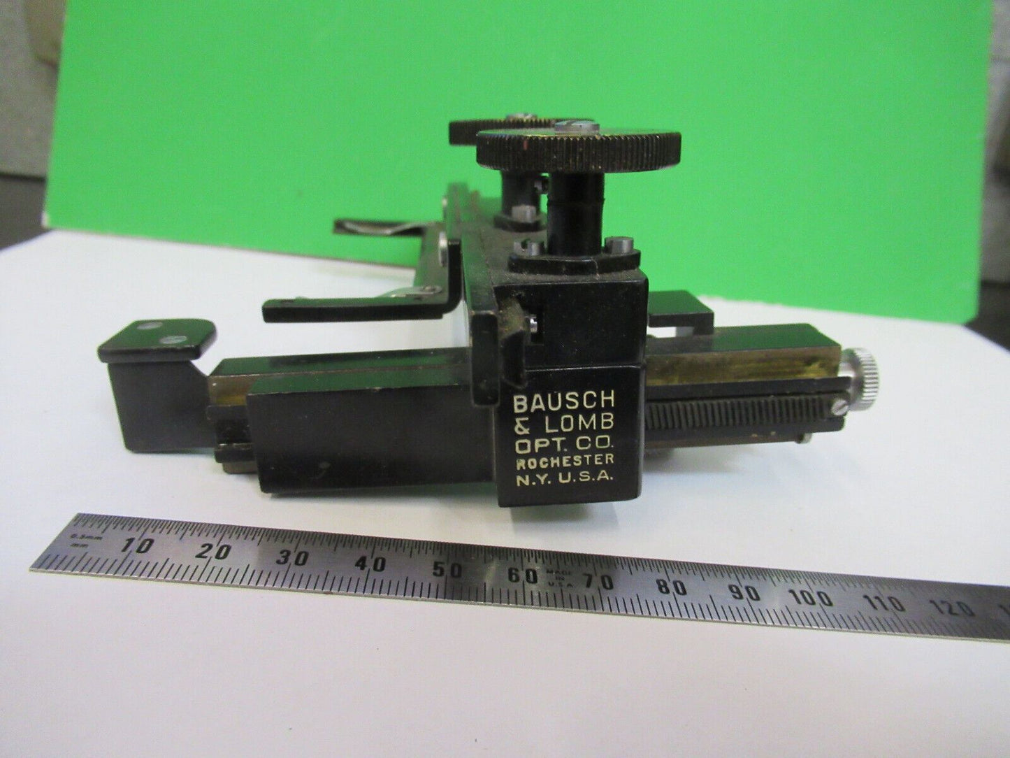 ANTIQUE BAUSCH LOMB XY STAGE ASSEMBLY MICROSCOPE PART AS PICTURED #Z7-A-73