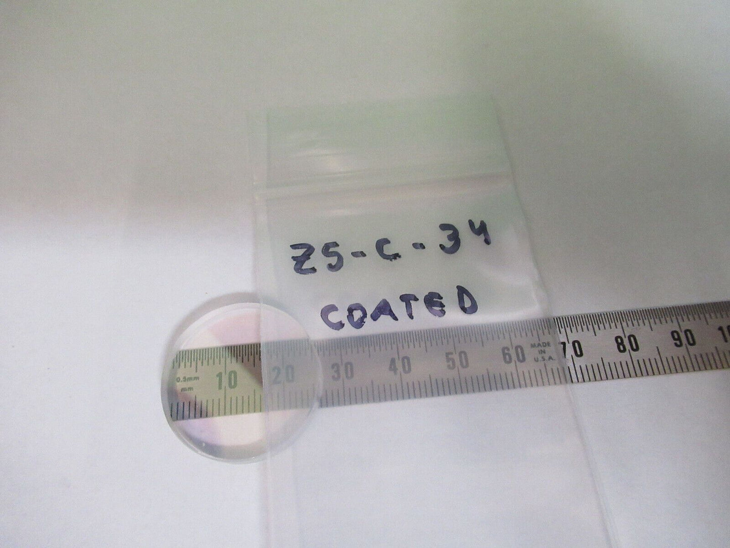 OPTICAL FLAT BK7 GLASS COATED LENS OPTICS AS PICTURED Z5-C-34