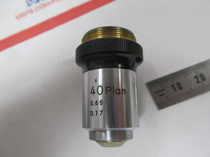 MICROSCOPE PART OBJECTIVE NIKON JAPAN PLAN 40X OPTICS LENS AS PICTURED &W7-B-68