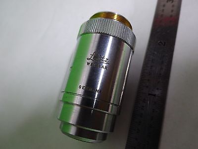 MICROSCOPE PART LEITZ GERMANY FLUORESCENCE OBJECTIVE 63X OPTICS AS IS BN#11-E-15