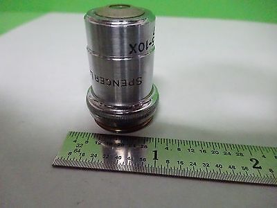 MICROSCOPE PART OBJECTIVE SPENCER 16 mm 10X OPTICS AS IS BIN#Y2-27