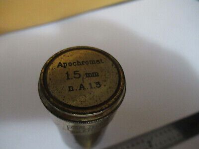 CARL ZEISS JENA APO 1.5mm  EMPTY BRASS OBJECTIVE CAN MICROSCOPE AS PIC &F5-A-99