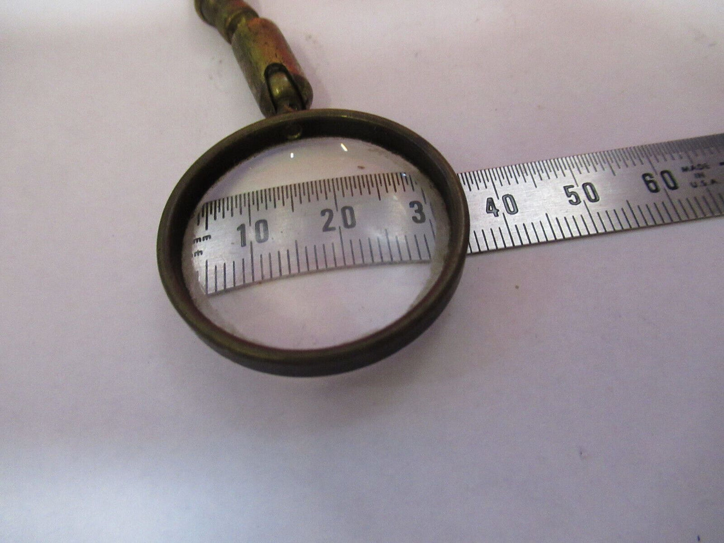 ANTIQUE BRASS FRANCE MOUNTED MAGNIFIER LENS  MICROSCOPE PART AS PICTURED 11-DT-N