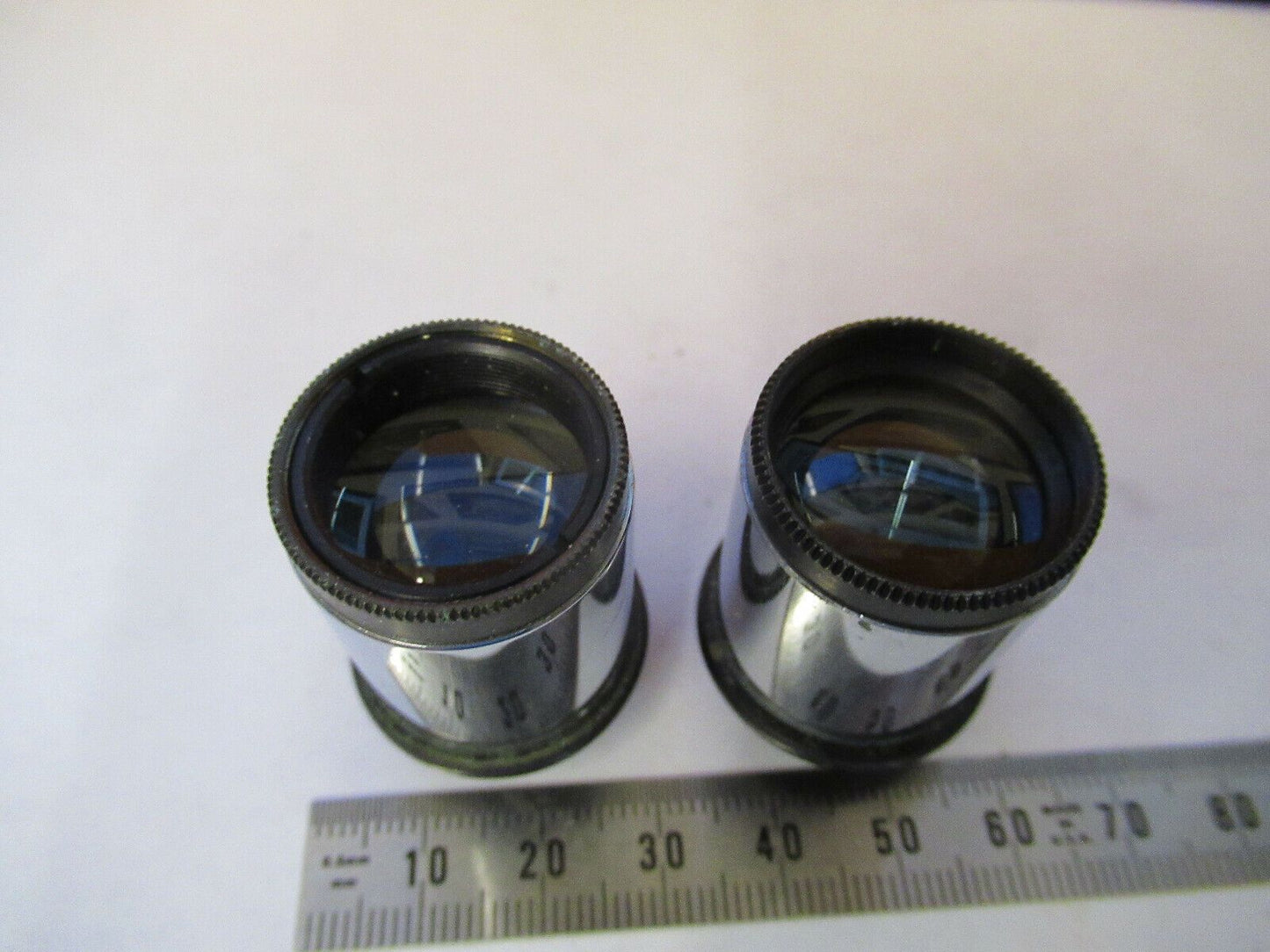 ANTIQUE PAIR BAUSCH LOMB EYEPIECE 10x LENS MICROSCOPE PART AS PICTURED &F9-A-25