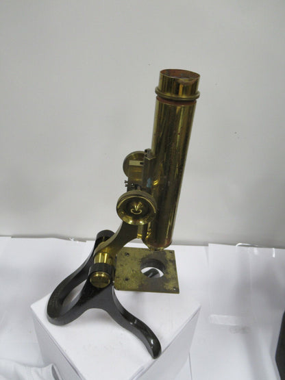 For Parts or repair ANTIQUE BRASS HENRY CROUCH LONDON INCOMPLETE MICROSCOPE #LOB