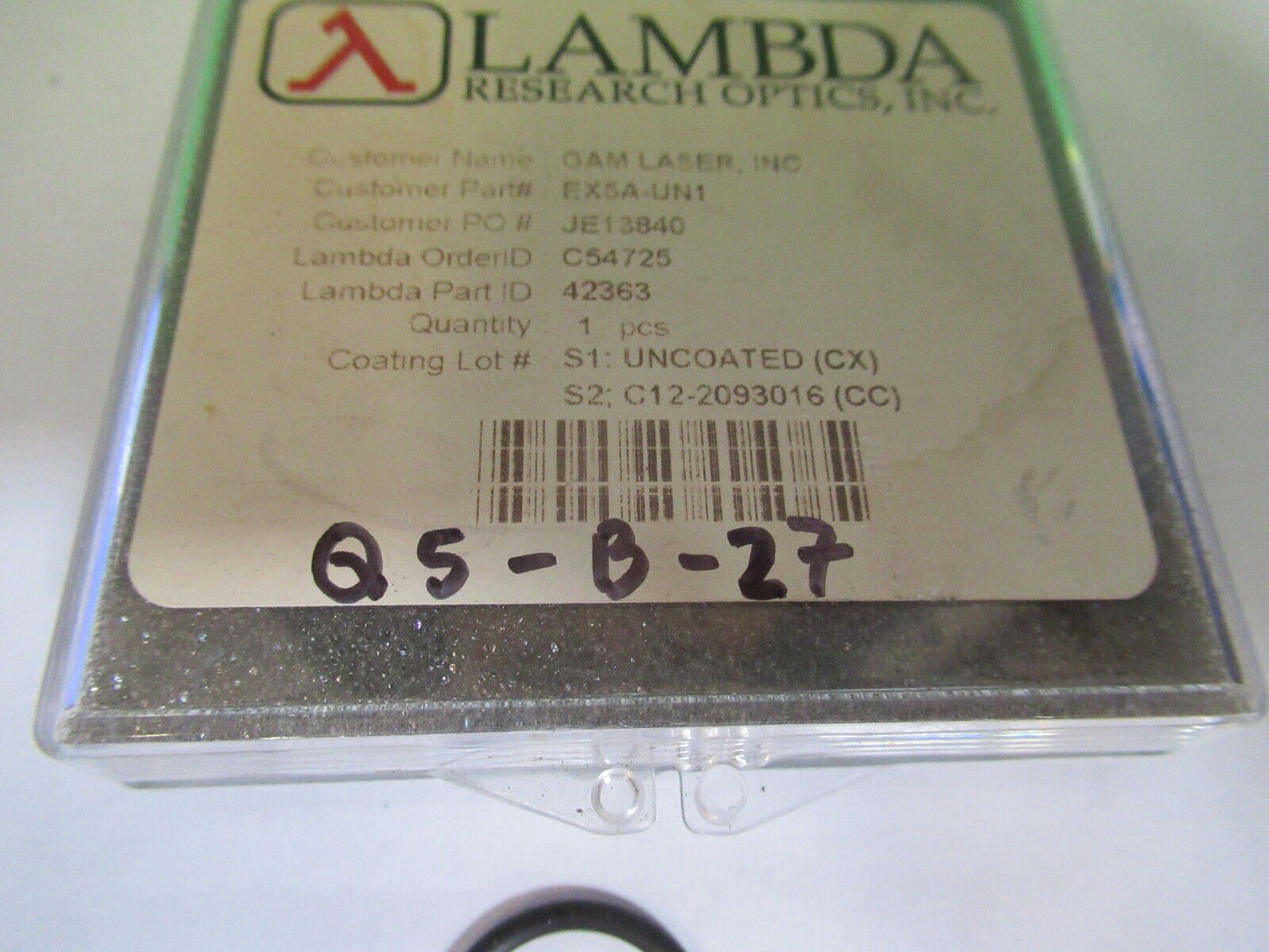 OPTICAL LENS COATED & UNCOATED SIDES  PRO LASER OPTICS AS PICTURED &Q5-B-27