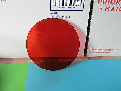 OPTICAL LARGE REDDISH ORANGE GLASS FILTER WINDOW LASER OPTICS BIN#30-13