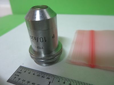 MICROSCOPE PART OBJECTIVE LEITZ GERMANY 10X P OPTICS AS IS BIN#K7-F-18