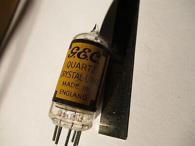 ANTIQUE QUARTZ RADIO CRYSTAL GEC ENGLAND GLASS HOLDER FREQUENCY CONTROL #F4-A-75