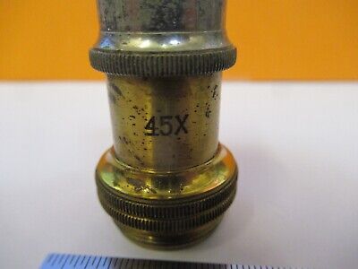 OBJECTIVE ANTIQUE BRASS LEITZ 45X OPTICS MICROSCOPE PART AS PICTURED &G1-A-76