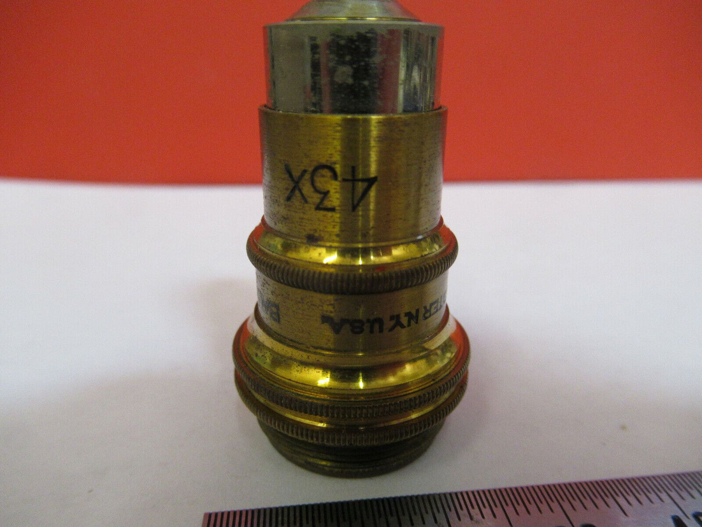 BAUSCH LOMB ANTIQUE BRASS OBJECTIVE MICROSCOPE PART AS PICTURED 43X Q3-B-11