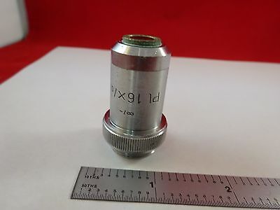 MICROSCOPE PART OBJECTIVE PL 16X [rusty] LEITZ GERMANY OPTICS AS IS BIN#R2-C-04