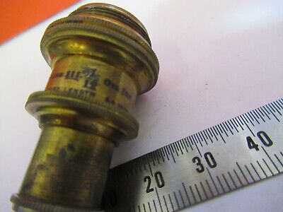 ANTIQUE BAUSCH LOMB "1/12" OBJECTIVE LENS MICROSCOPE PART AS PICTURED #aB7-A-21