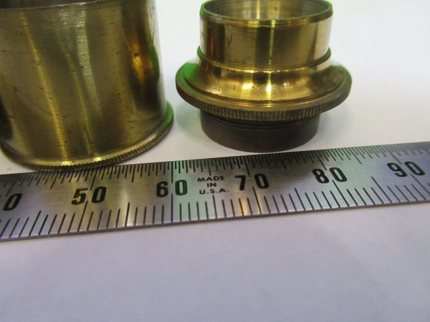 ANTIQUE BRASS HENRY CROUCH UK LOT LENS MOUNTED MICROSCOPE PART AS PIC &G2-A-75