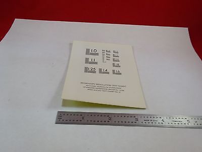 MICROSCOPE PART OPTICAL MICROSCOPY RESOLUTION TEST CHART OPTICS AS IS BN#K2-B-10