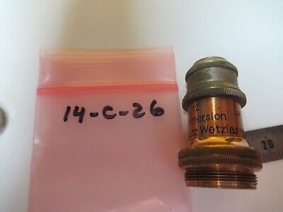 ANTIQUE OBJECTIVE BRASS LEITZ 1/12 OPTICS MICROSCOPE PART AS PICTURED &14-C-26