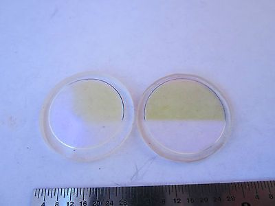 LOT 2 EA OPTICAL COATED FILTER LENS ? PLASTIC AS IS LASER OPTICS BIN #7C