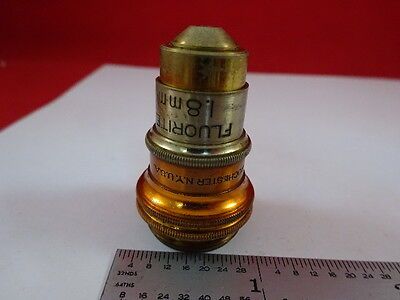 VINTAGE BRASS BAUSCH LOMB FLUORITE OBJECTIVE MICROSCOPE OPTICS AS IS &33-A-04