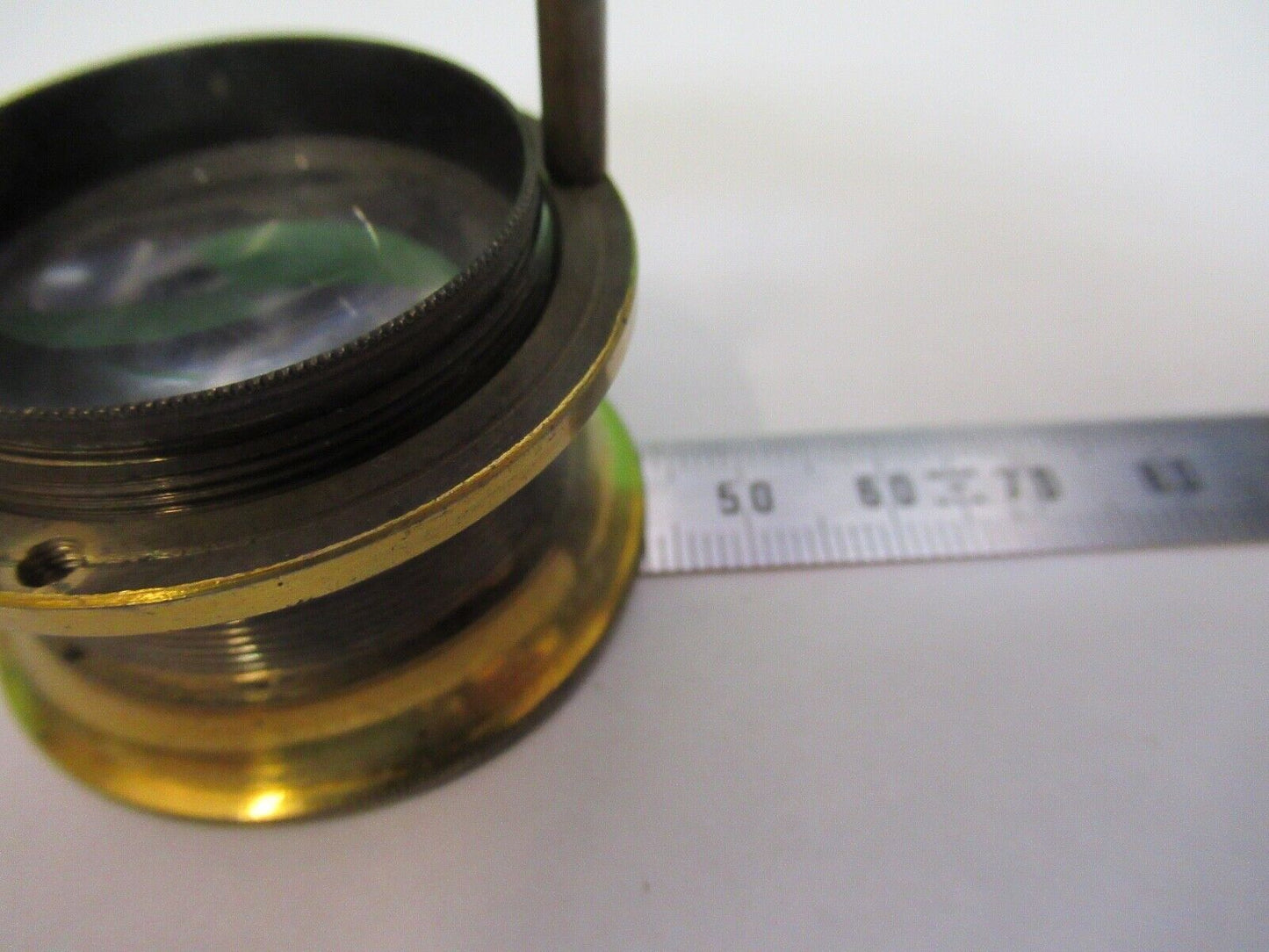 ANTIQUE BRASS PIECE MOUNTED LENS CONDENSER UK MICROSCOPE PART F8-B-09