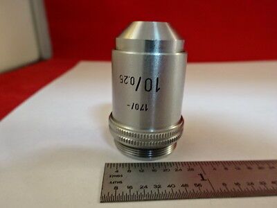 MICROSCOPE PART OBJECTIVE LEITZ WETZLAR GERMANY 10X  170/ OPTICS AS IS #P6-C-14