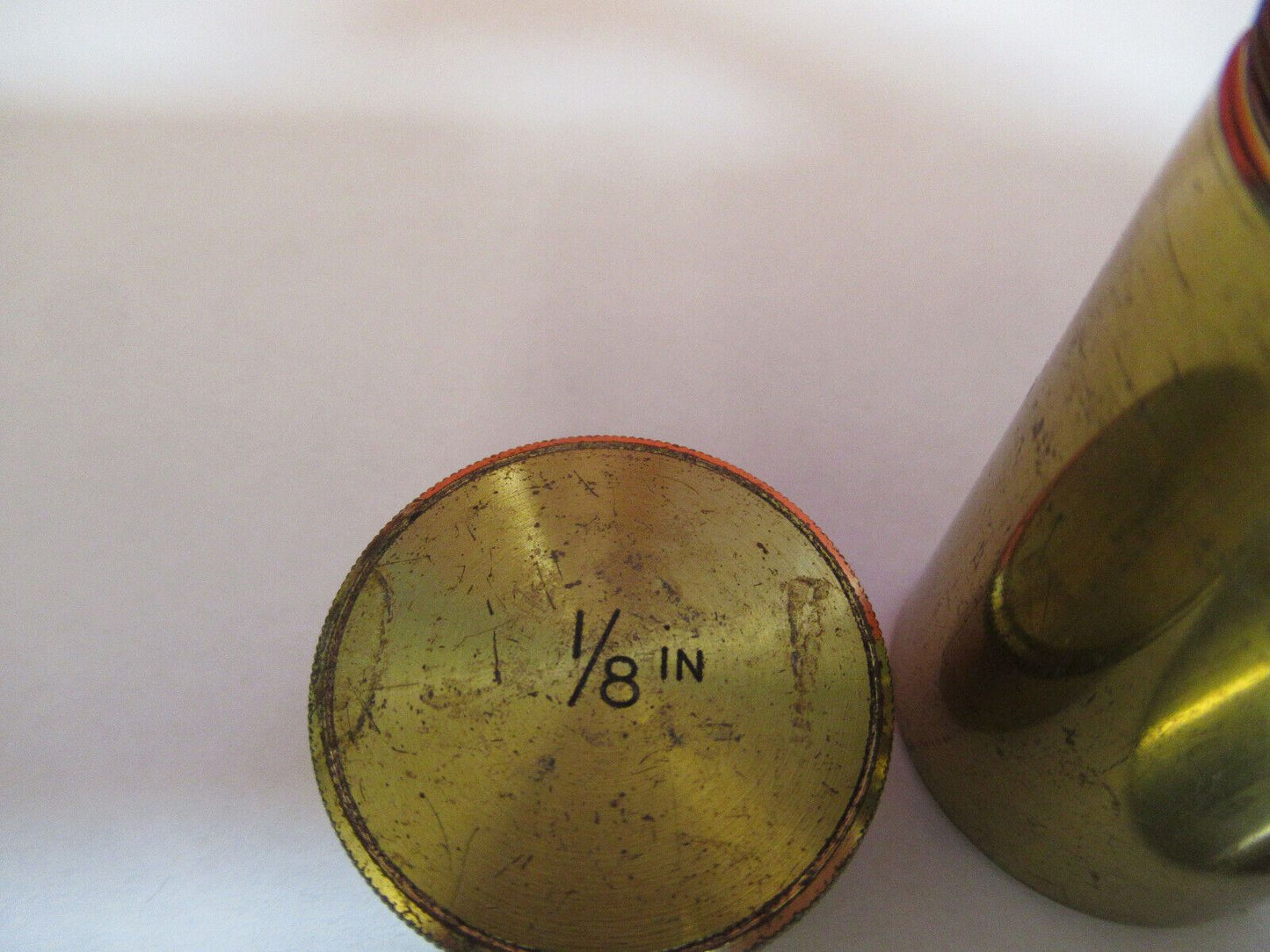 EMPTY BRASS CONTAINER for MICROSCOPE OBJECTIVE PART AS PICTURED #B7-A-71