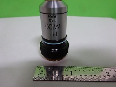 MICROSCOPE PART OBJECTIVE OLYMPUS JAPAN HI M100 100X OPTICS AS IS BIN#Y3-H-08