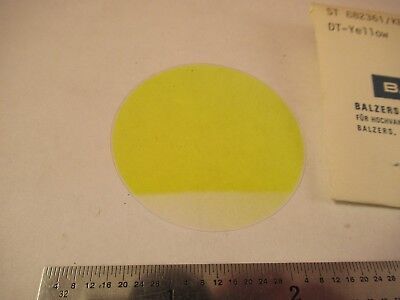 OPTICAL FILTER YELLOW BALZERS VERY THIN LIECHTENSTEIN OPTICS AS PICTURED 84-B-53