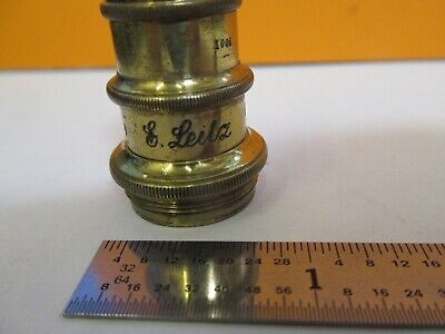 ANTIQUE BRASS ERNST LEITZ 1/12 OBJECTIVE MICROSCOPE PART AS PICTURED &7B-B-23