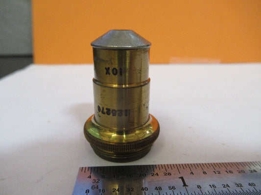 ANTIQUE BRASS SPENCER BUFFALO OBJECTIVE 10X MICROSCOPE PART PICTURED &FT-1-A-12A