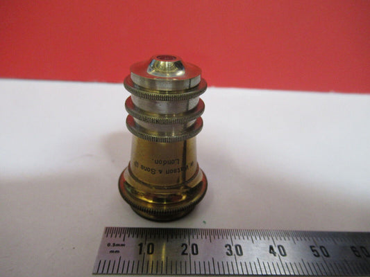 ANTIQUE  BRASS WATSON LONDON OBJECTIVE 1/8 MICROSCOPE PART AS PICTURED G4-A-100