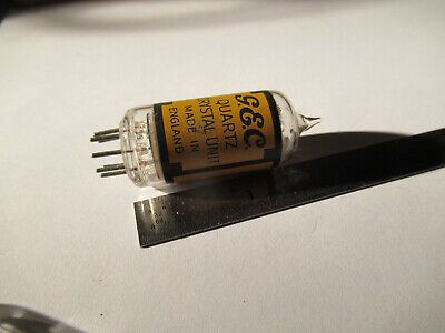 ANTIQUE QUARTZ RADIO CRYSTAL GEC ENGLAND GLASS HOLDER FREQUENCY CONTROL #F4-A-75