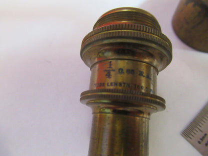 ANTIQUE BRASS BAUSCH LOMB OBJECTIVE  1/4 MICROSCOPE PART AS PICTURED G4-A-58