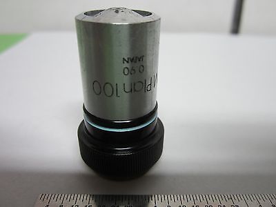 MICROSCOPE OBJECTIVE OLYMPUS FOR PARTS MPLAN 100X PUSHED IN OPTICS BIN#5K-H-21