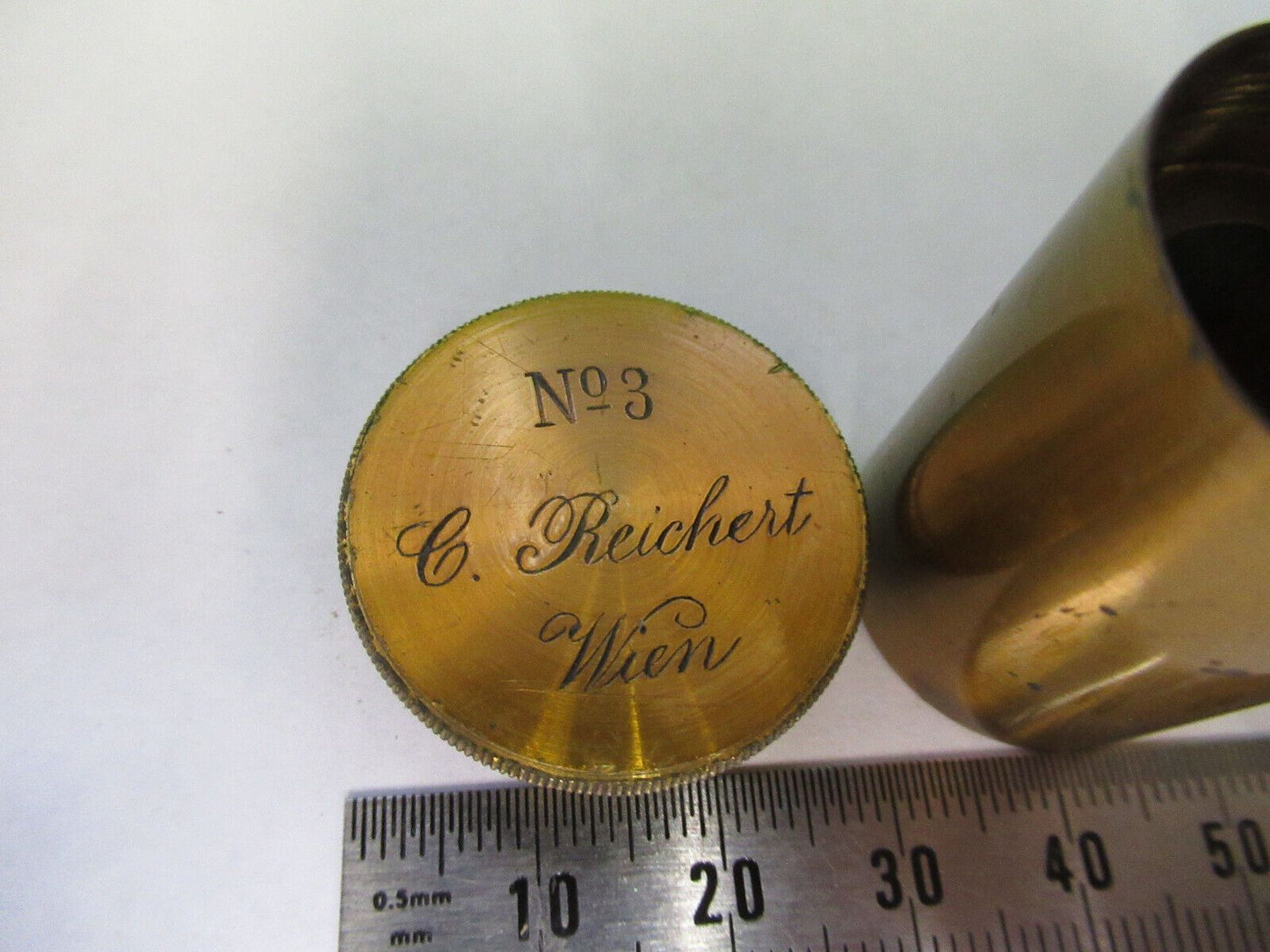 ANTIQUE BRASS Reichert Austria RARE EMPTY OBJECTIVE CANISTER AS PICTURED &5-b-14