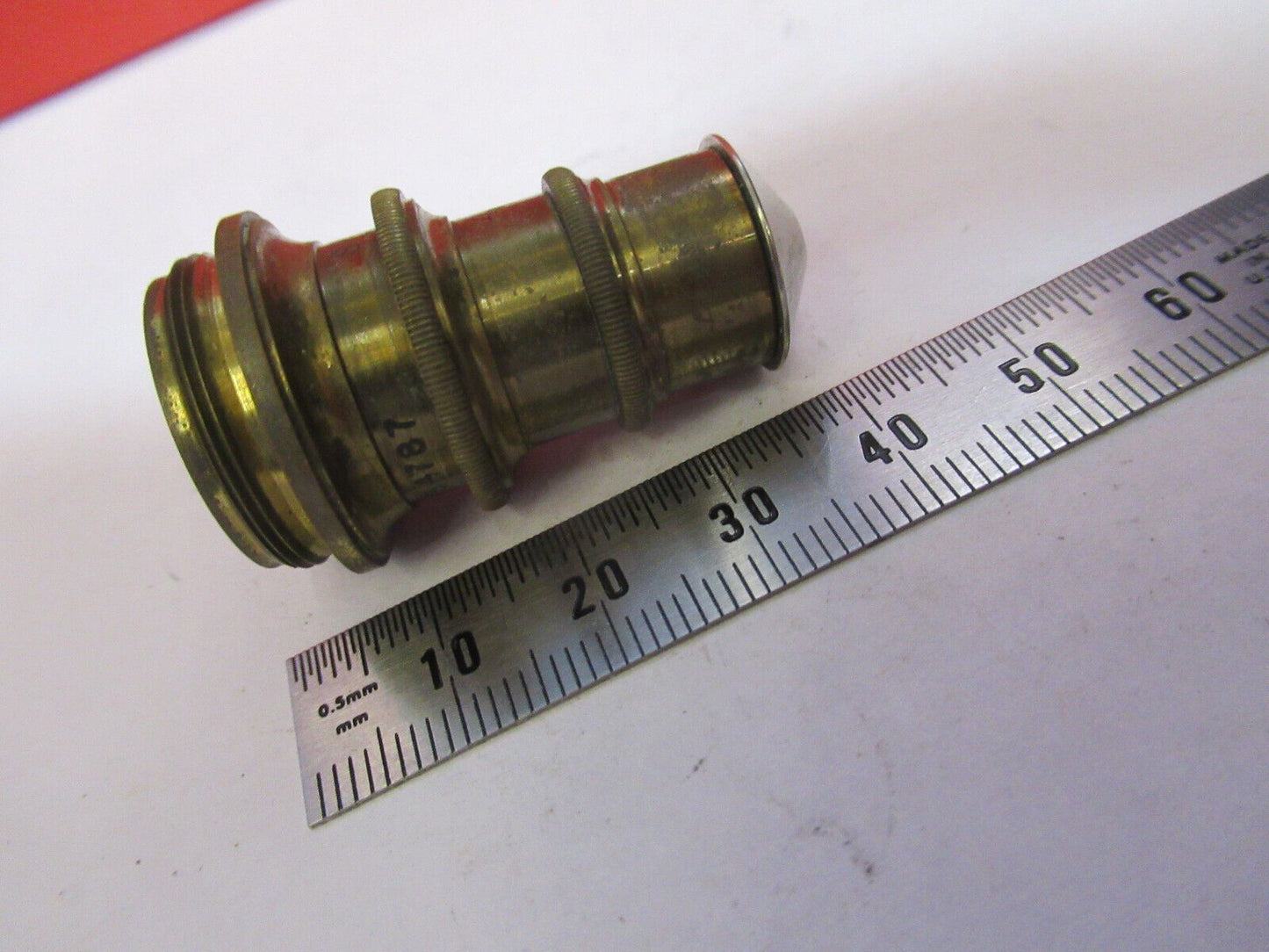 ANTIQUE BRASS SPENCER 4mm OBJECTIVE MICROSCOPE PART AS PICTURED &H9-B-40