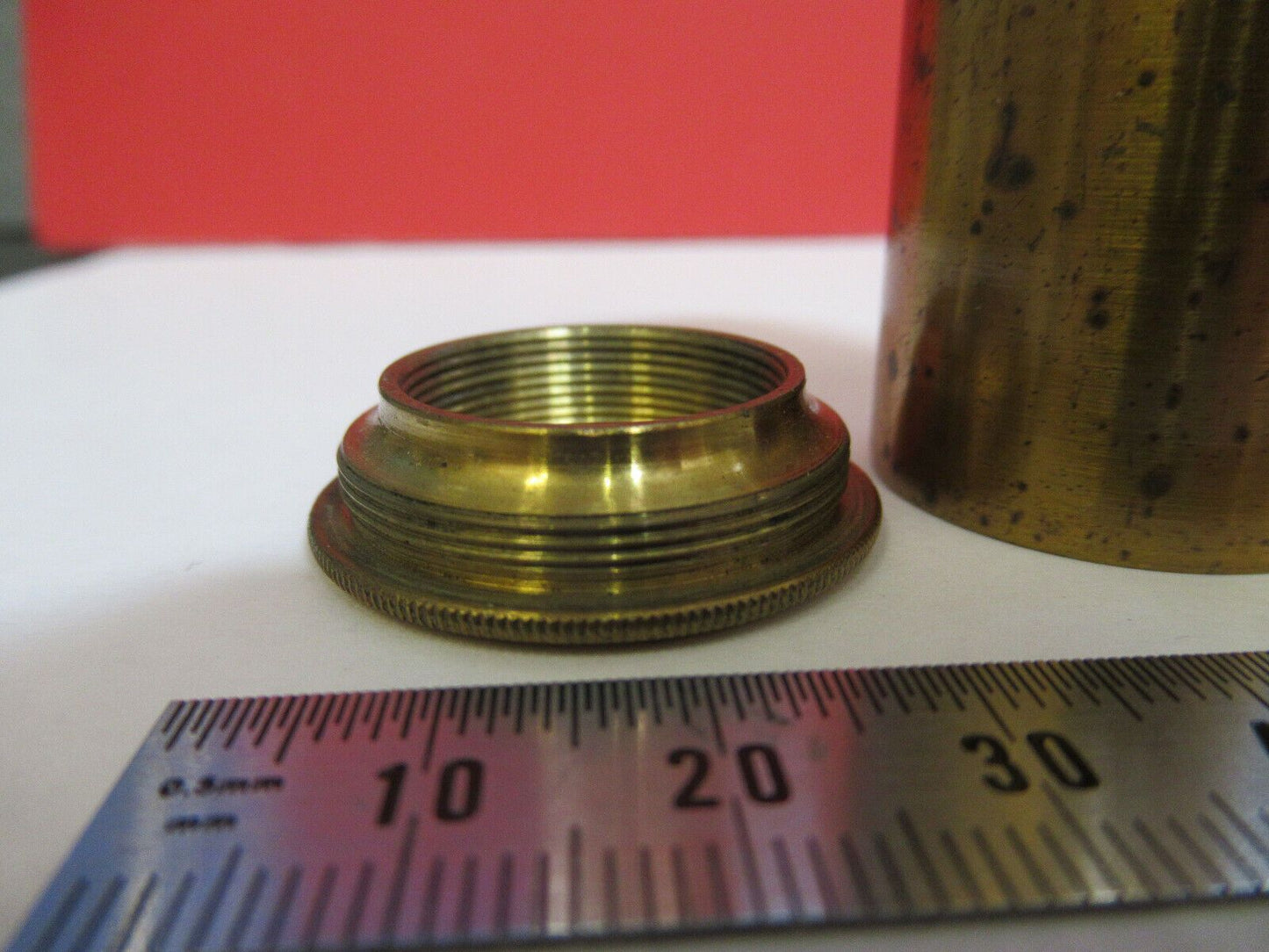 EMPTY BRASS CONTAINER for MICROSCOPE OBJECTIVE PART AS PICTURED #B7-A-72