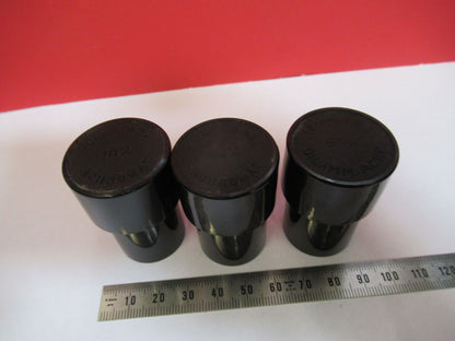 BAUSCH LOMB  LOT 3ea PLASTIC EMPTY OBJECTIVE CAN MICROSCOPE PART AS PIC &S6-A-42