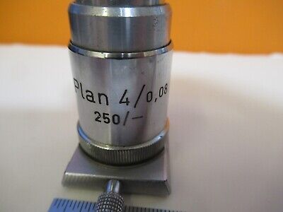 REICHERT AUSTRIA PLAN 4X /250 OBJECTIVE MICROSCOPE PART AS PICTURED &1E-C-32