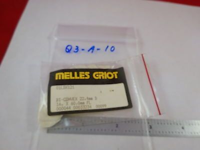 OPTICAL MELLES GRIOT BI CONVEX LENS 22.4mm DIA 60FL LASER OPTICS AS IS B#Q3-A-10