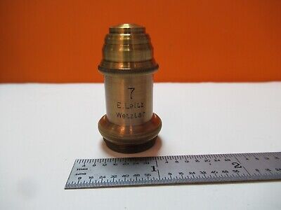 ANTIQUE BRASS OBJECTIVE LEITZ "7" OPTICS MICROSCOPE PART AS PICTURED &16-B-70