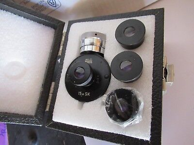 LOT 4 EA WILD SWISS EYEPIECES + FILAR 15X MICROSCOPE OPTICS AS PICTURED #60-A-14