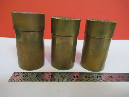 SPENCER LOT 3ea ANTIQUE BRASS EMPTY CAN MICROSCOPE PART AS PICTURED H9-B-34