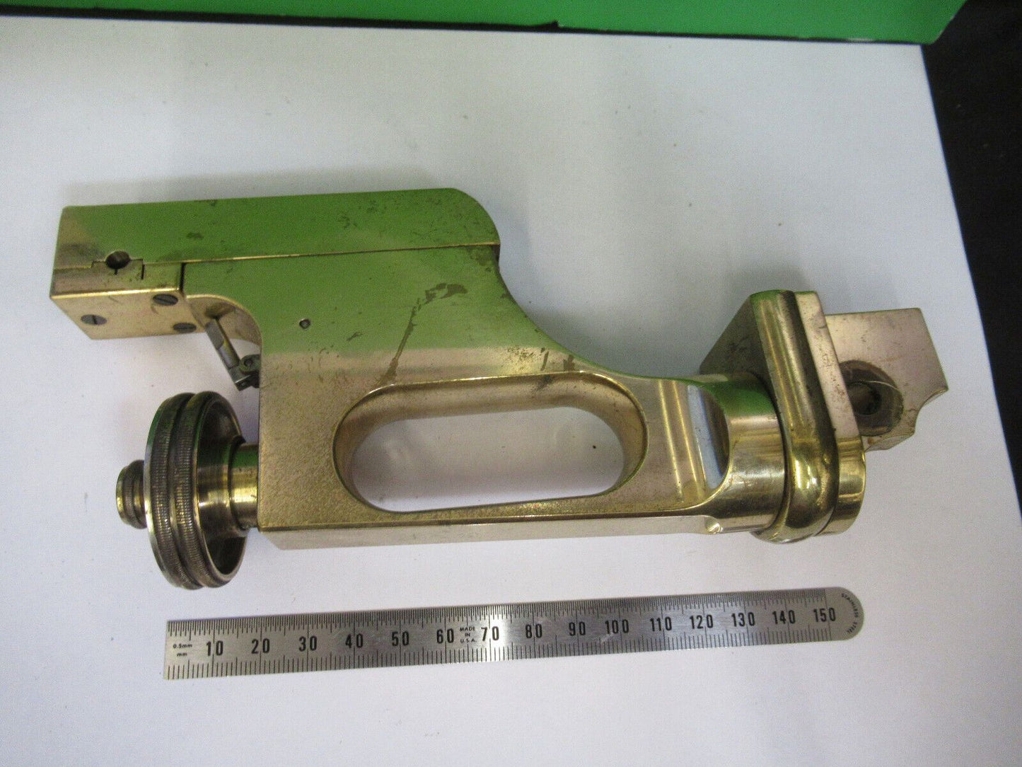 BAUSCH LOMB ANTIQUE BRASS STAGE SUPPORT MICROSCOPE PART AS PICTURED #W5-B-11