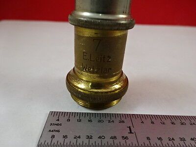 MICROSCOPE PART ANTIQUE BRASS OBJECTIVE LEITZ GERMANY 7 OPTICS AS IS N5-A-12