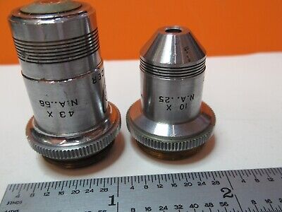 PAIR SPENCER OBJECTIVE LENS 43X 10X OPTICS for MICROSCOPE AS PICTURED &16-C-36