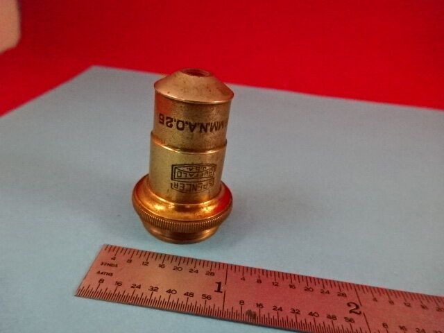 MICROSCOPE PART ANTIQUE SPENCER BUFFALO BRASS OBJECTIVE 10X OPTICS #X6-B-56