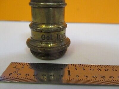 ANTIQUE BRASS ERNST LEITZ 1/12 OBJECTIVE MICROSCOPE PART AS PICTURED &7B-B-21